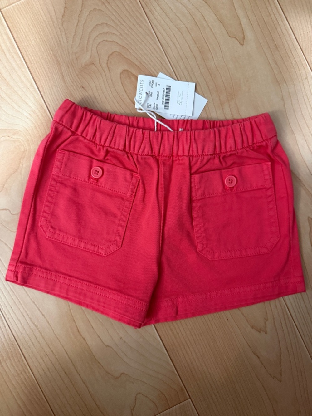 J.Crew Crewcuts Garden Rose Red Girls' Elastic-Waist Chino Shorts Sz 3T NWT